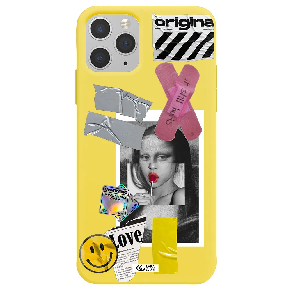 Mona Lisa Street Style Apple iPhone 11 pro Silicone canary yellow Case