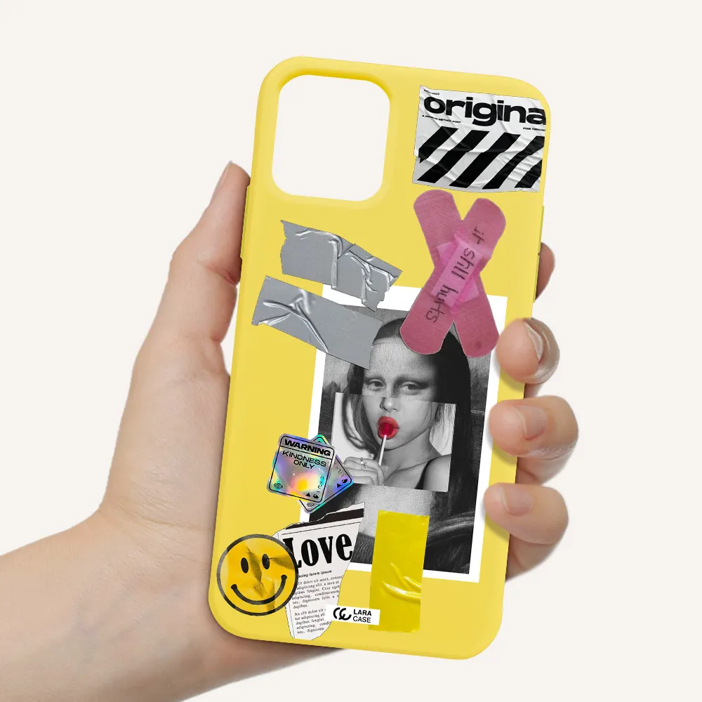 Mona Lisa Street Style Apple iPhone 11 pro Silicone canary yellow Case