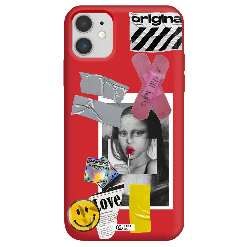 Mona Lisa Street Style Apple iPhone 11 Silicone Imperial Red Case