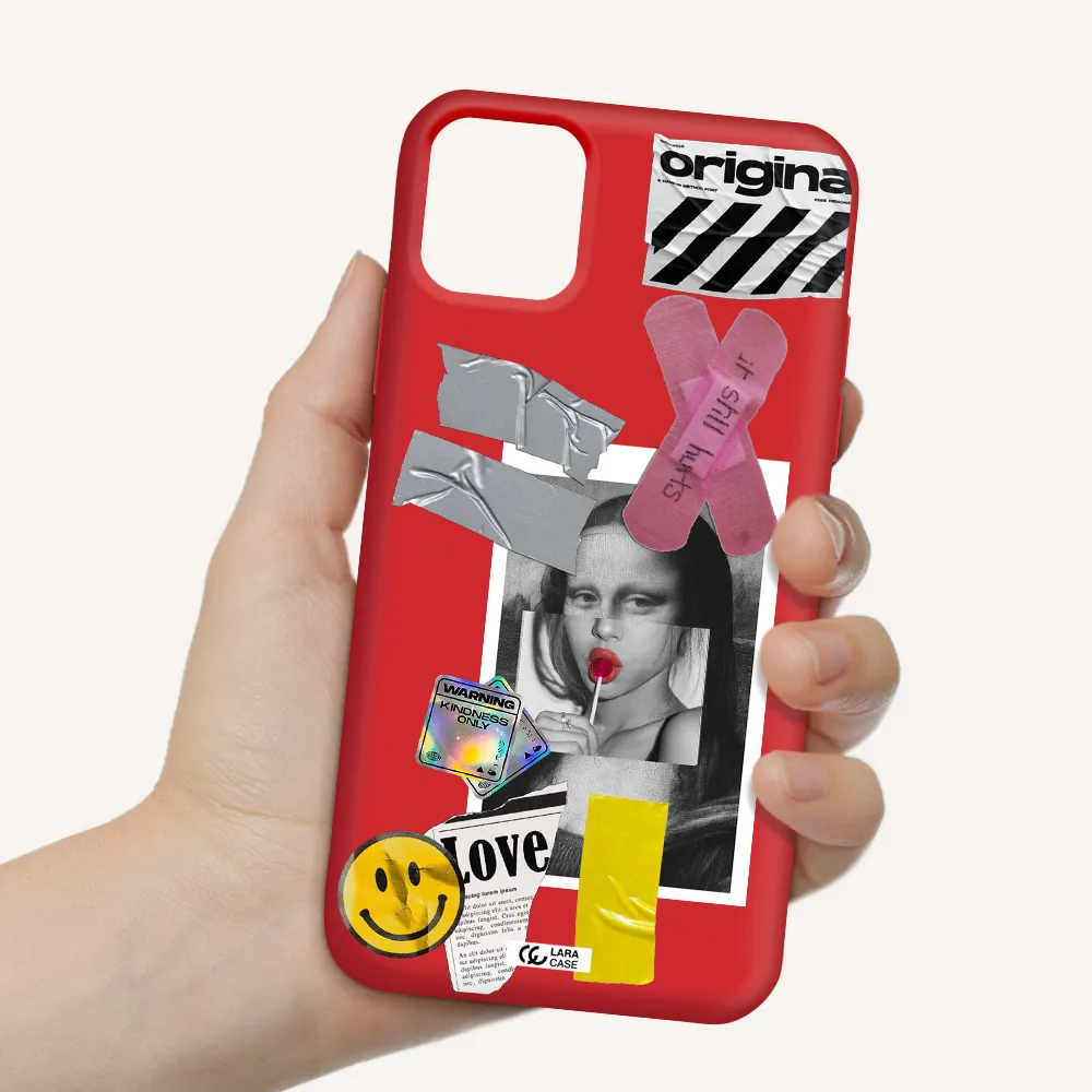 Mona Lisa Street Style Apple iPhone 11 Silicone Imperial Red Case