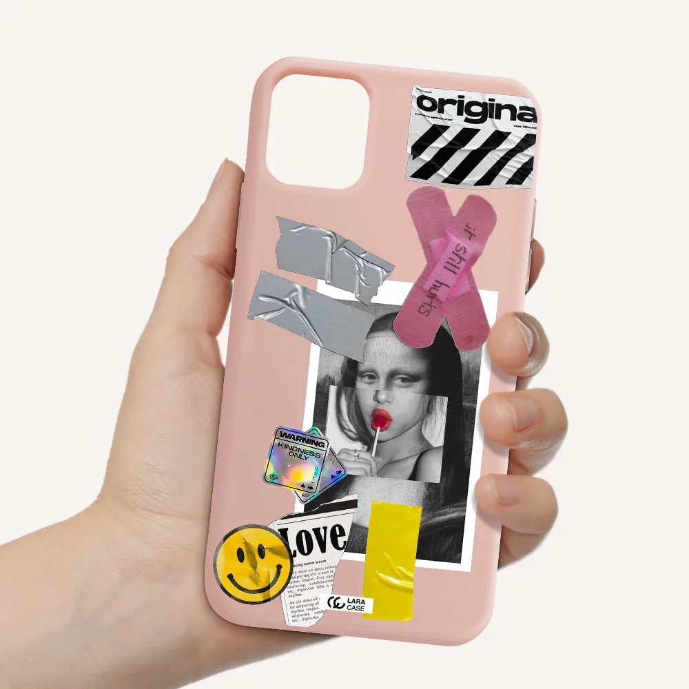 Mona Lisa Street Style Apple iPhone 11 Silicone pastel pink Case