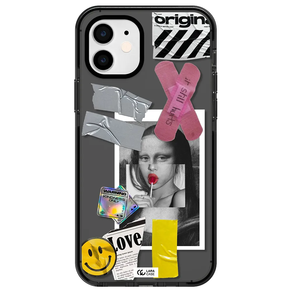 Mona Lisa Street Style Apple iPhone 12 impact Smoke Black Case