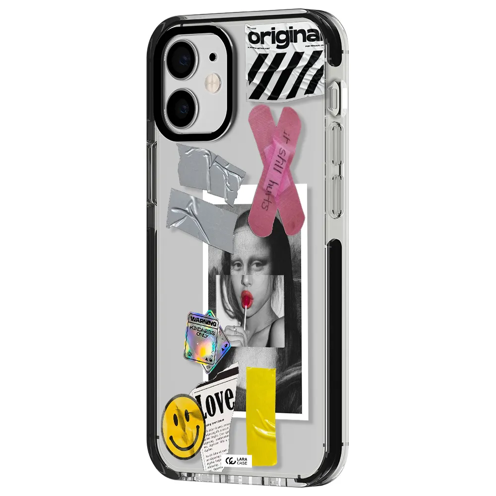 Mona Lisa Street Style Apple iPhone 12 mini impact black border Case
