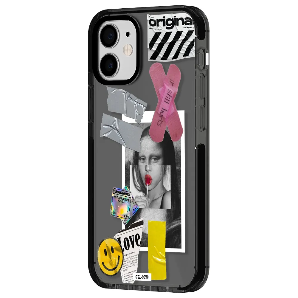 Mona Lisa Street Style Apple iPhone 12 mini impact Smoke Black Case