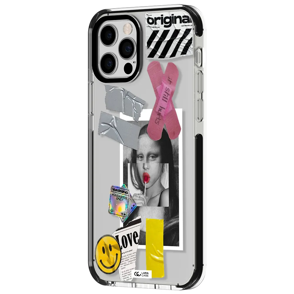 Mona Lisa Street Style Apple iPhone 12 pro impact black border Case