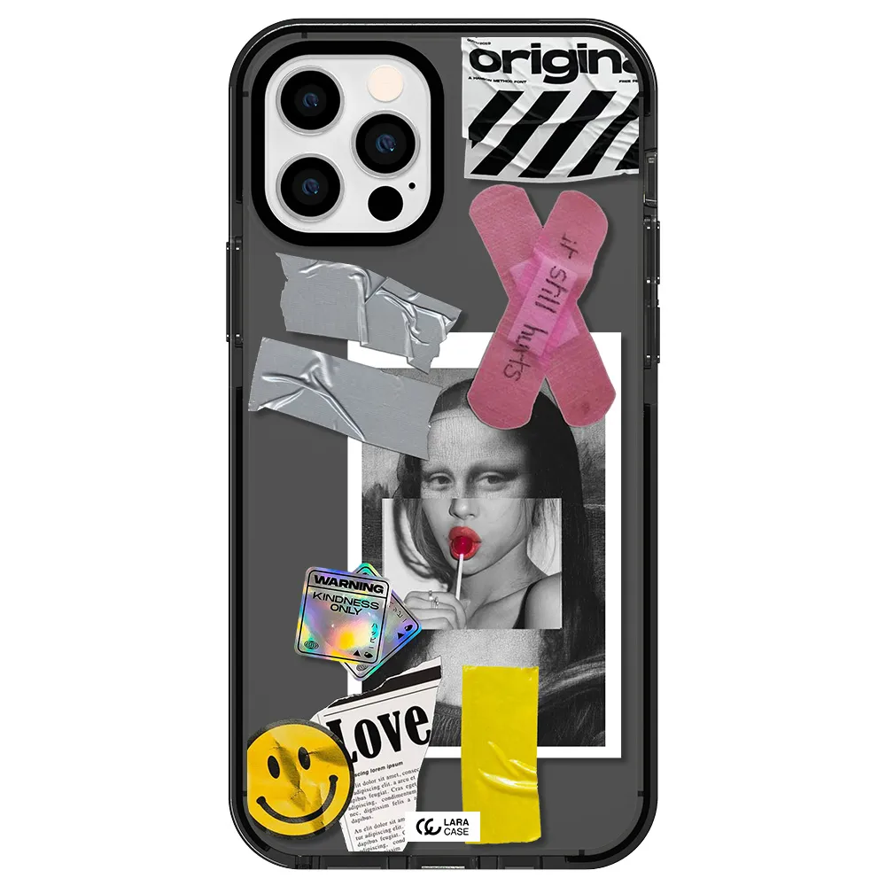 Mona Lisa Street Style Apple iPhone 12 pro impact Smoke Black Case