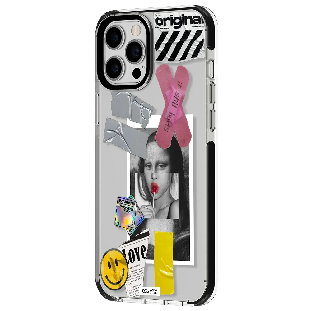 Mona Lisa Street Style Apple iPhone 12 pro max impact black border Case