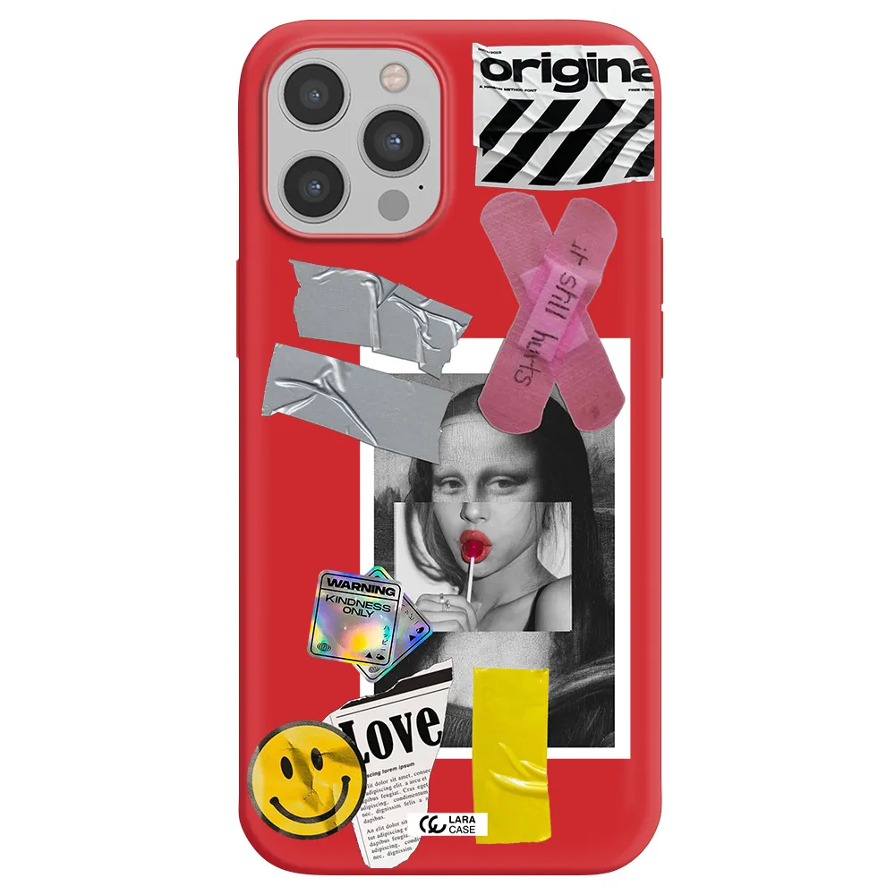 Mona Lisa Street Style Apple iPhone 12 pro max Silicone Imperial Red Case