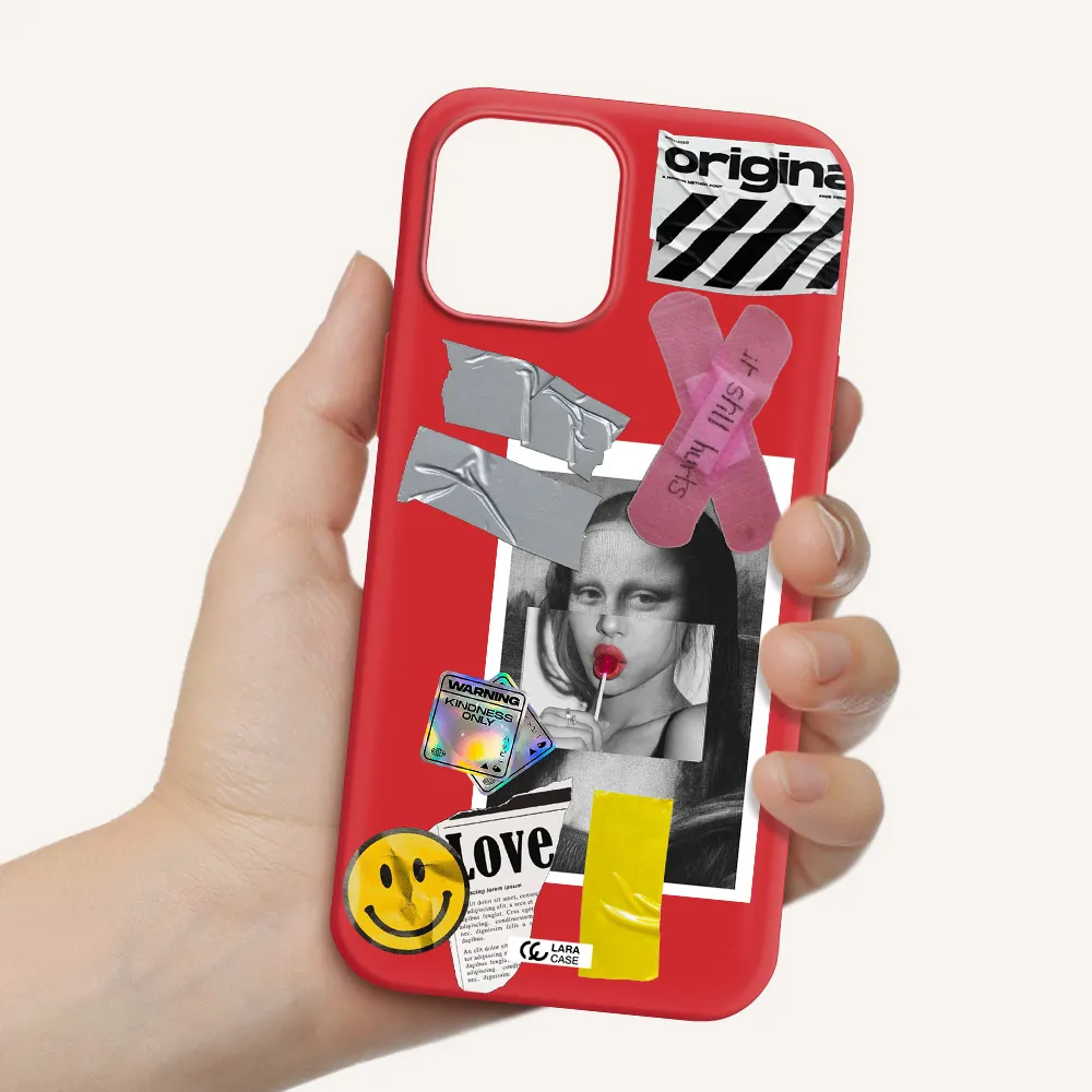 Mona Lisa Street Style Apple iPhone 12 pro max Silicone Imperial Red Case