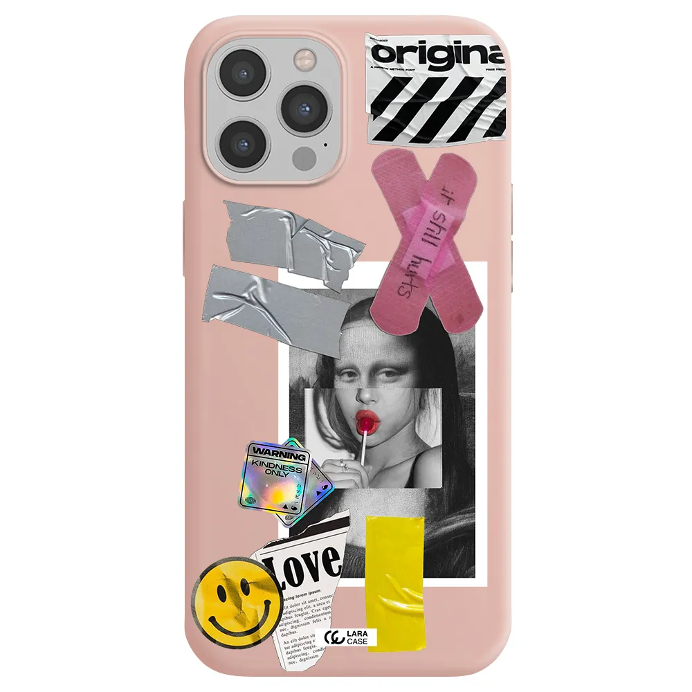 Mona Lisa Street Style Apple iPhone 12 pro max Silicone pastel pink Case