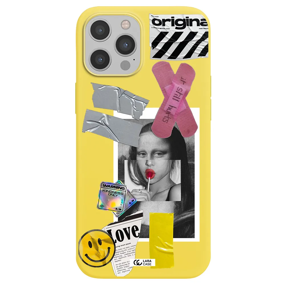 Mona Lisa Street Style Apple iPhone 12 pro Silicone canary yellow Case