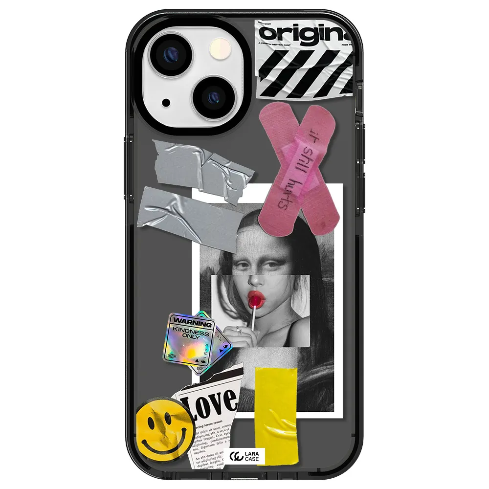 Mona Lisa Street Style Apple iPhone 13 mini impact Smoke Black Case