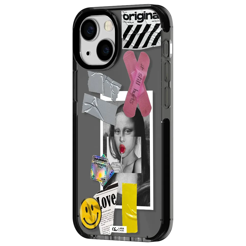 Mona Lisa Street Style Apple iPhone 13 mini impact Smoke Black Case