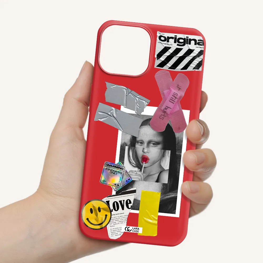 Mona Lisa Street Style Apple iPhone 13 mini Silicone Imperial Red Case