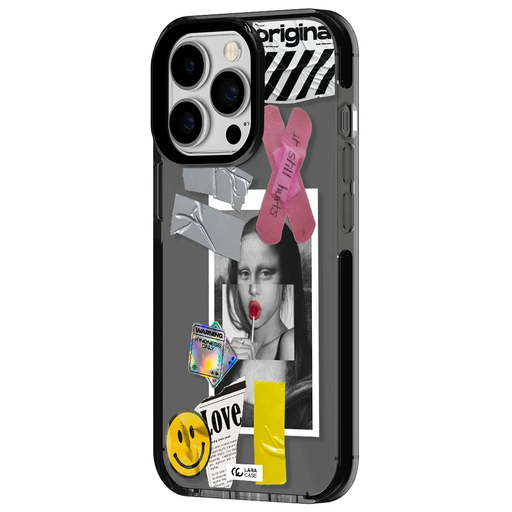 Mona Lisa Street Style Apple iPhone 13 Pro impact Smoke Black Case