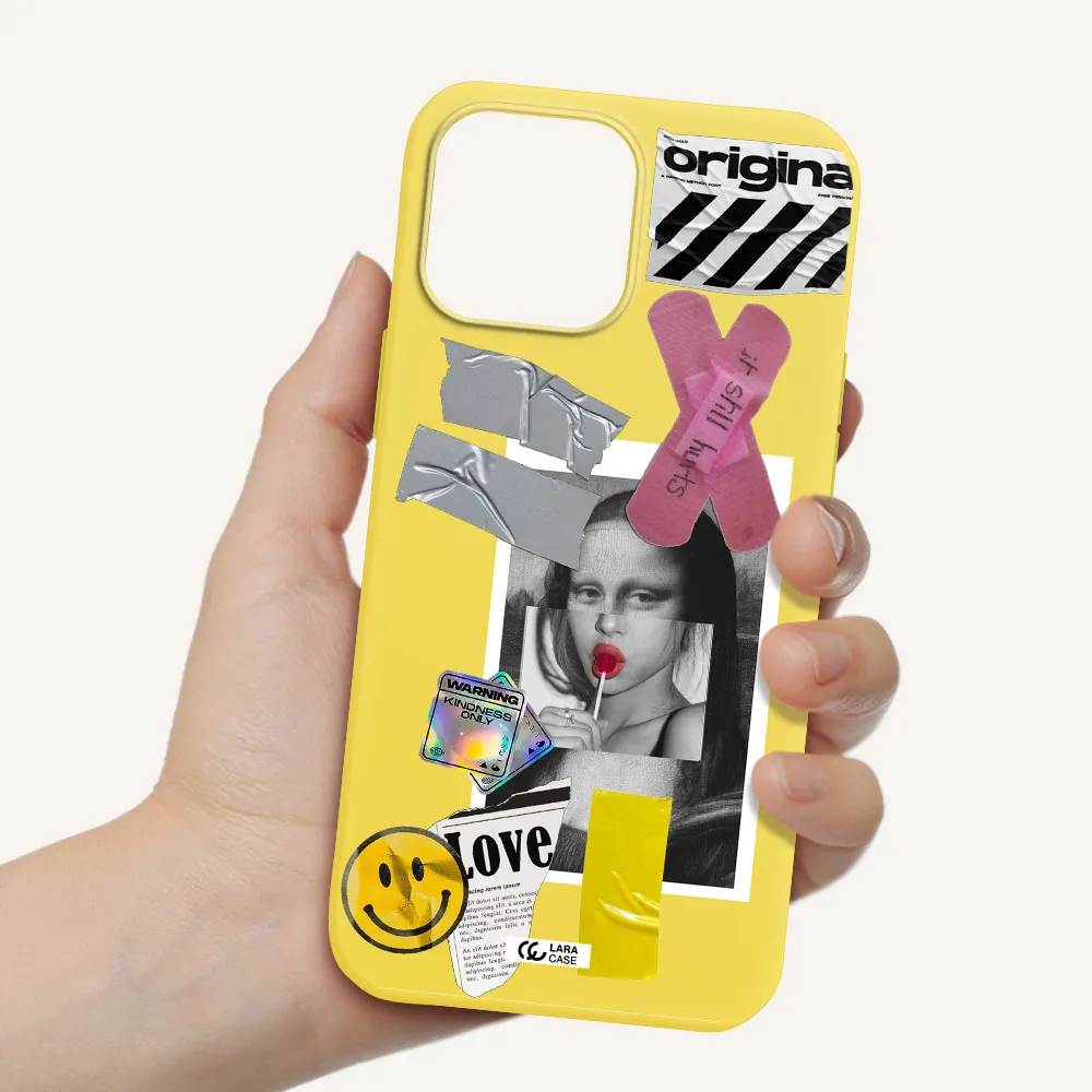Mona Lisa Street Style Apple iPhone 13 Pro Max Silicone canary yellow Case