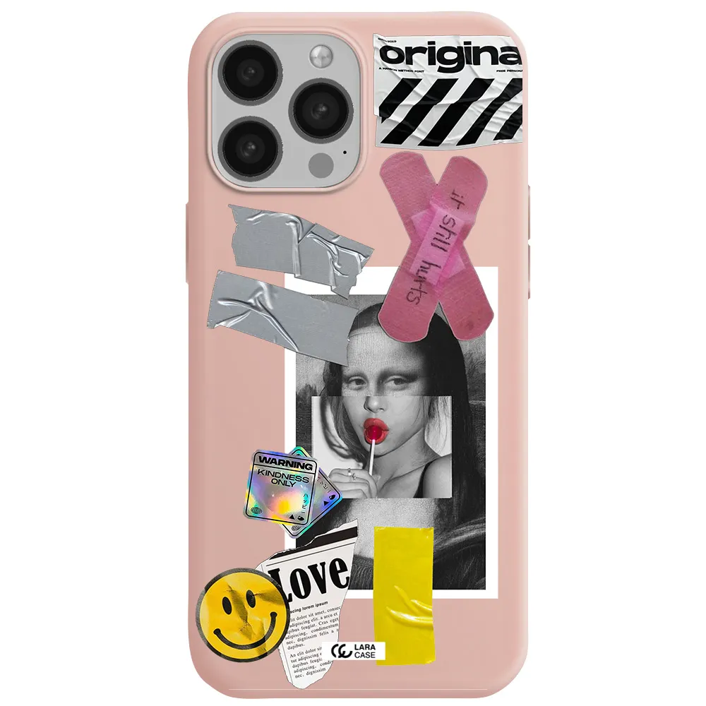 Mona Lisa Street Style Apple iPhone 13 Pro Max Silicone pastel pink Case