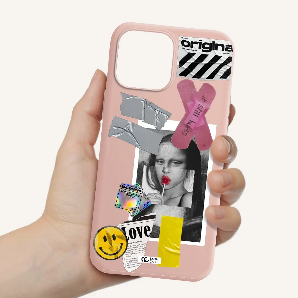 Mona Lisa Street Style Apple iPhone 13 Pro Max Silicone pastel pink Case