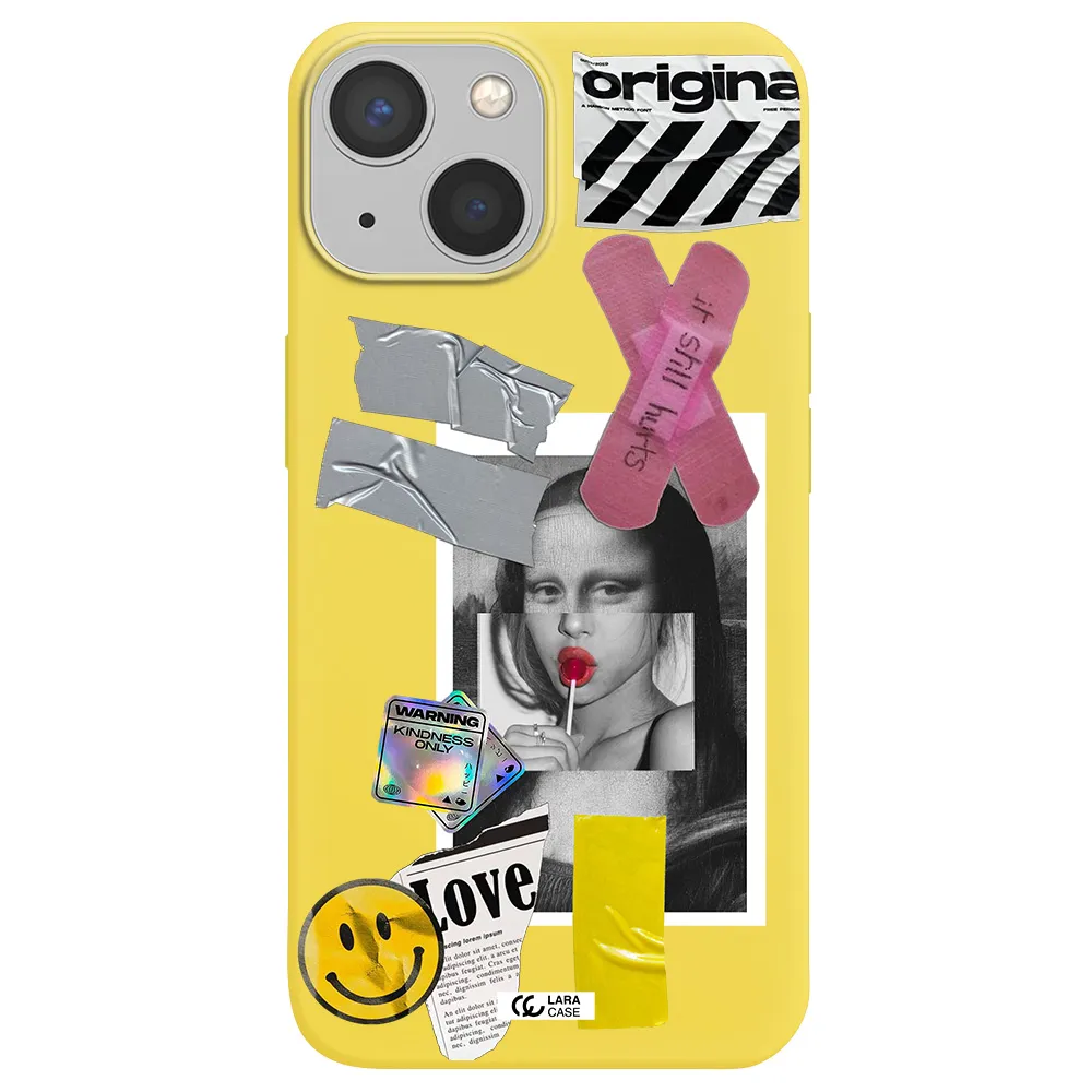 Mona Lisa Street Style Apple iPhone 13 Silicone canary yellow Case