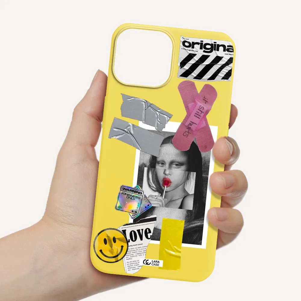 Mona Lisa Street Style Apple iPhone 13 Silicone canary yellow Case