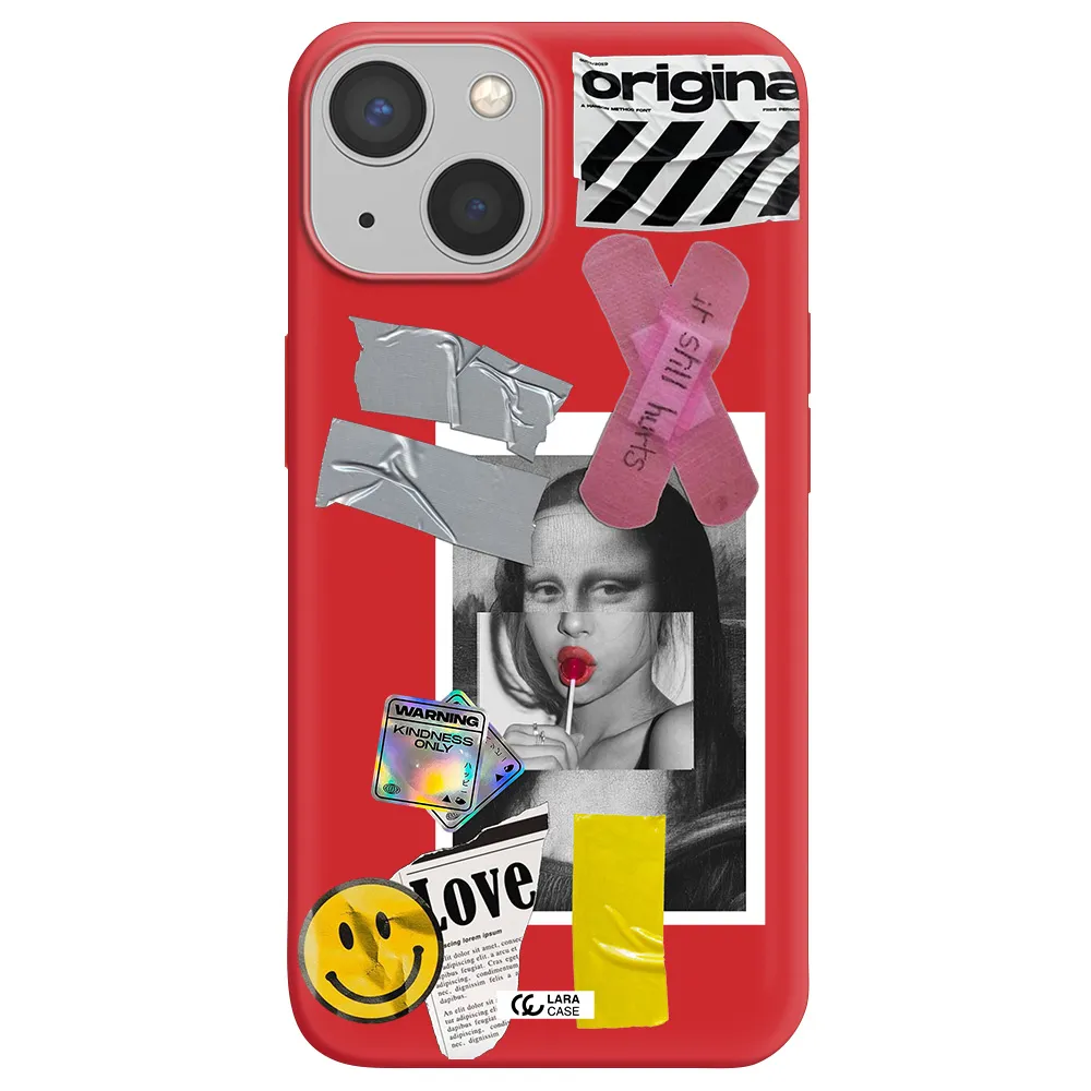 Mona Lisa Street Style Apple iPhone 13 Silicone Imperial Red Case