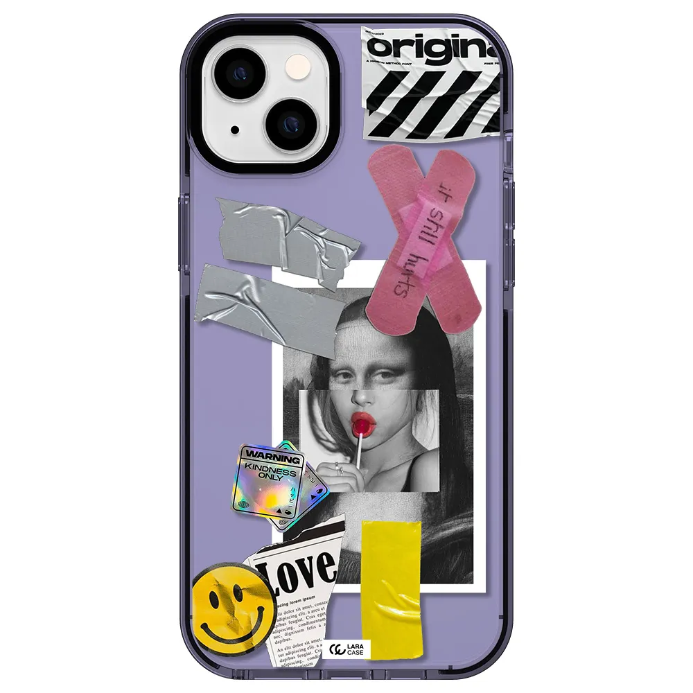 Mona Lisa Street Style Apple iPhone 14 plus impact Lilac Case