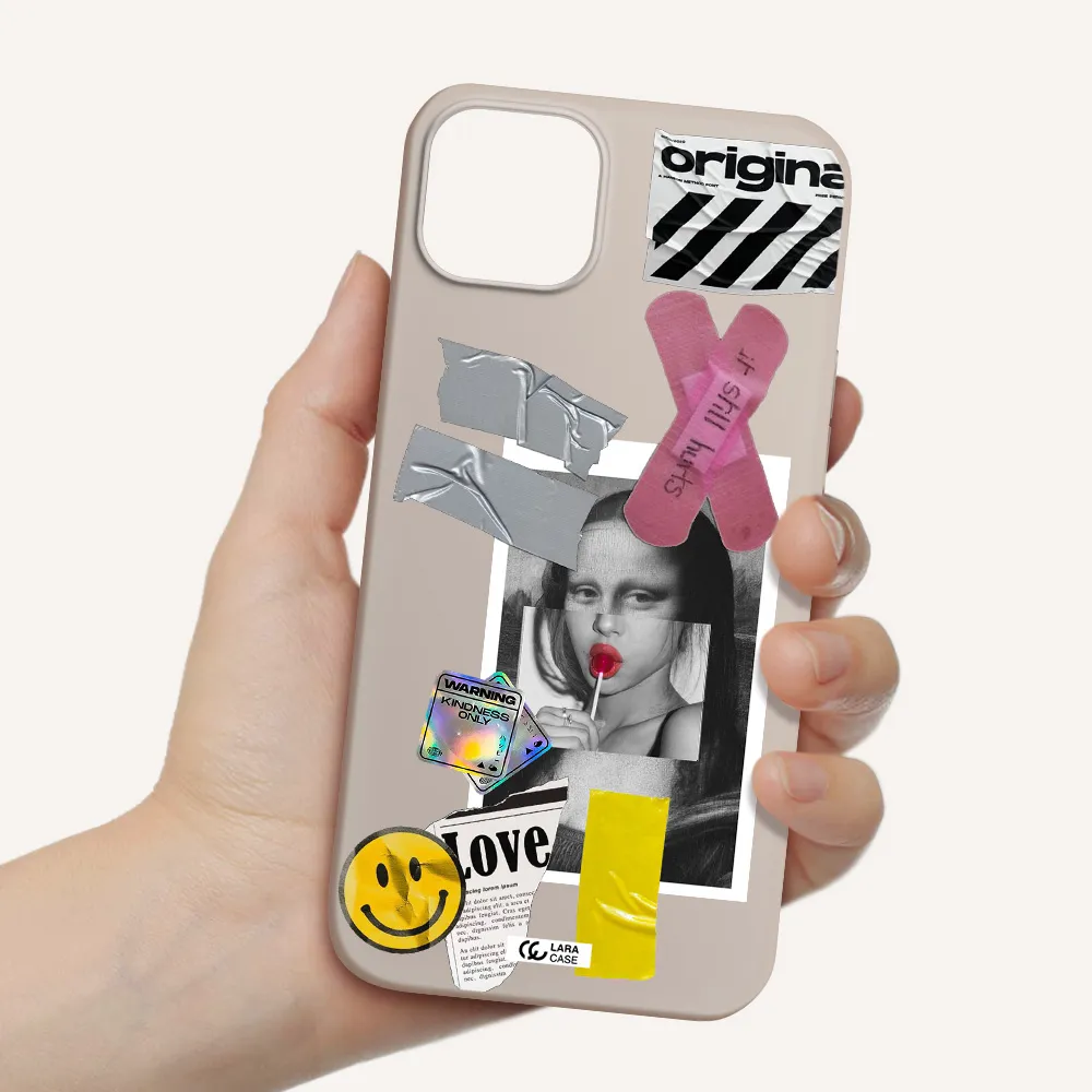 Mona Lisa Street Style Apple iPhone 14 plus Silicone Stone Case