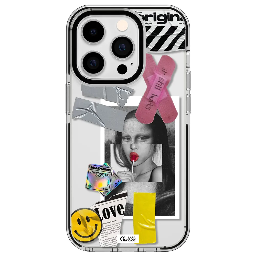 Mona Lisa Street Style Apple iPhone 14 pro impact black border Case