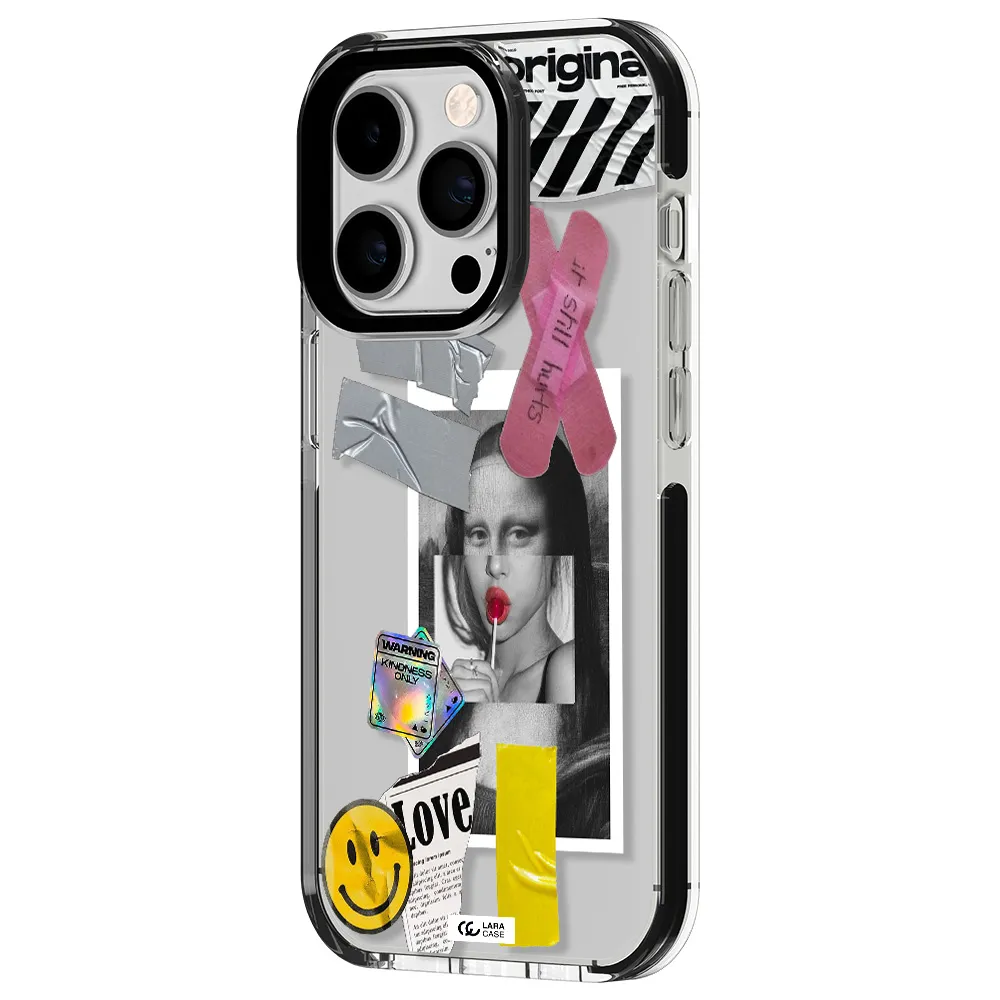 Mona Lisa Street Style Apple iPhone 14 pro impact black border Case