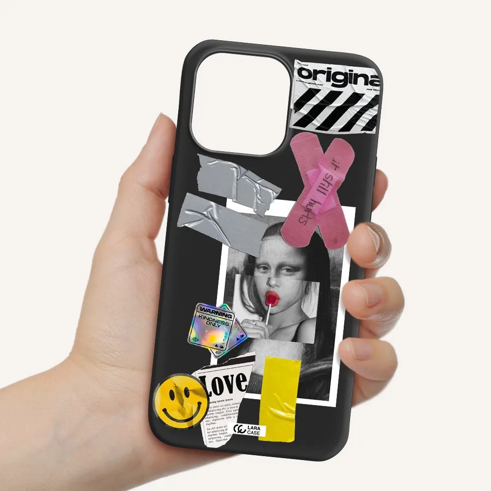 Mona Lisa Street Style Apple iPhone 14 pro Silicone black Case