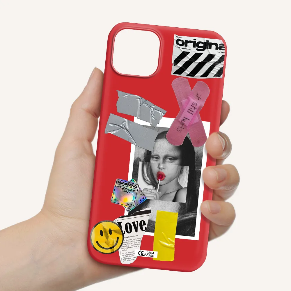 Mona Lisa Street Style Apple iPhone 14 Silicone Imperial Red Case
