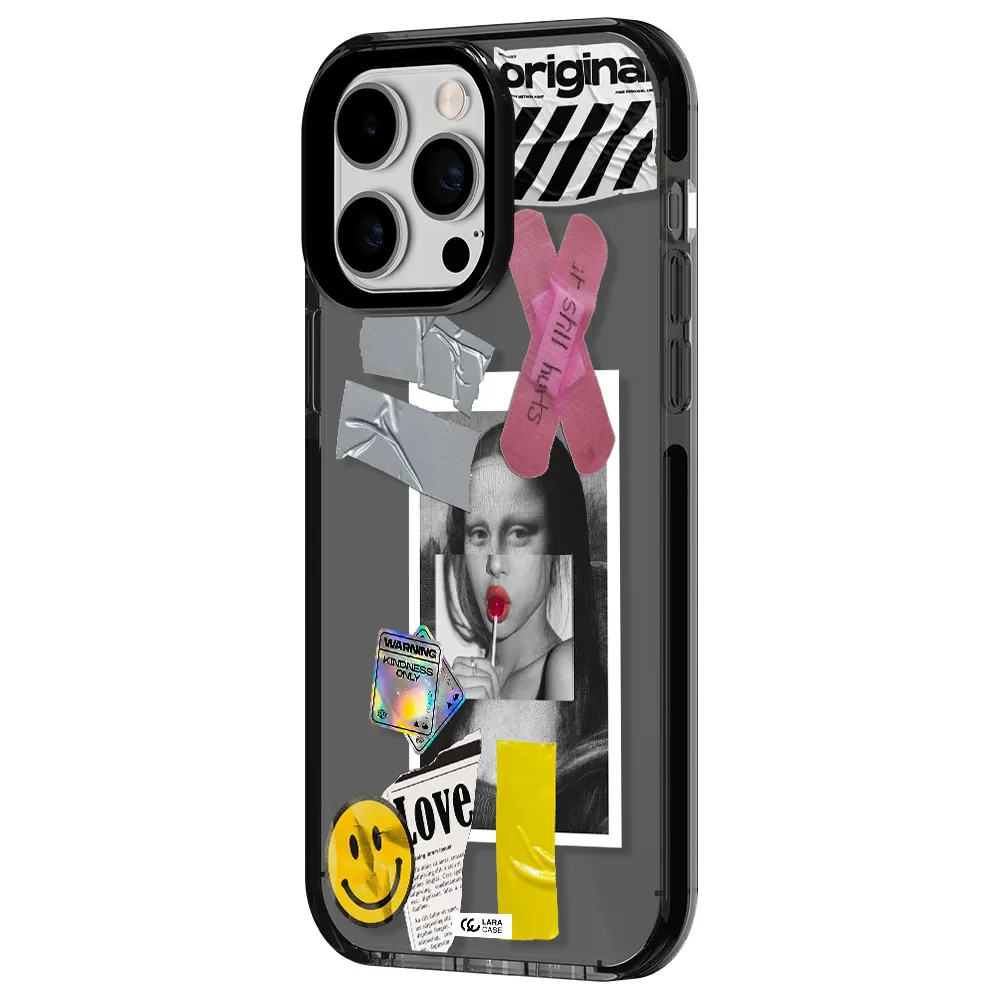 Mona Lisa Street Style Apple iPhone 15 Pro impact Smoke Black Case