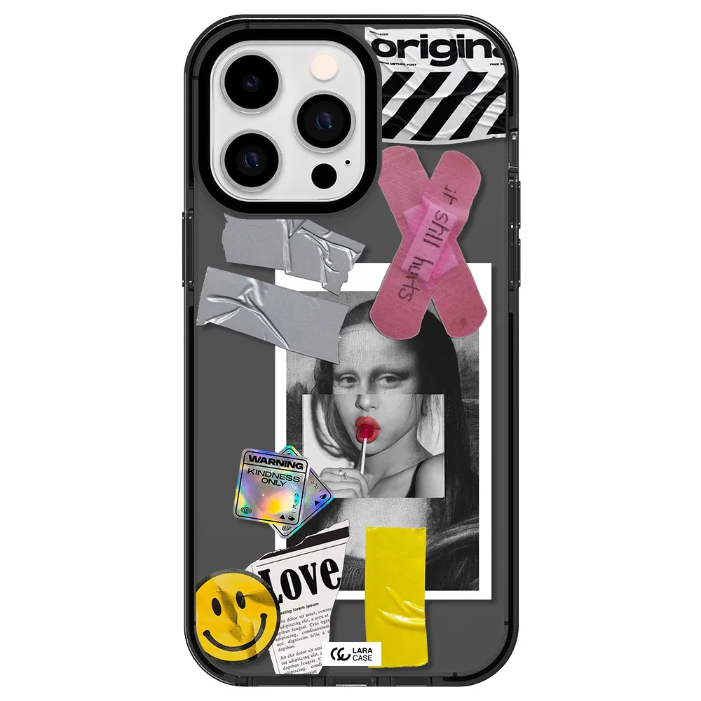 Mona Lisa Street Style Apple iPhone 15 Pro Max impact Smoke Black Case