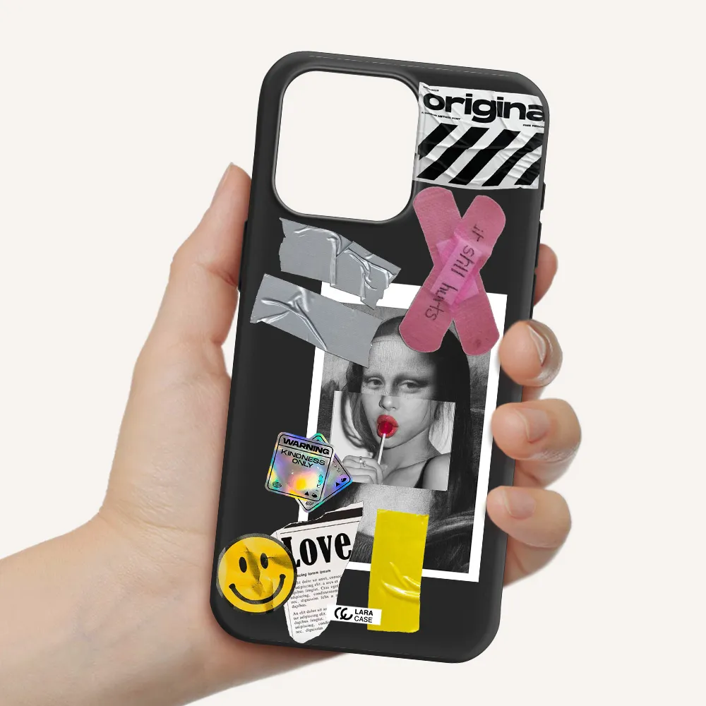Mona Lisa Street Style Apple Iphone 15 Pro max Silicone black Case