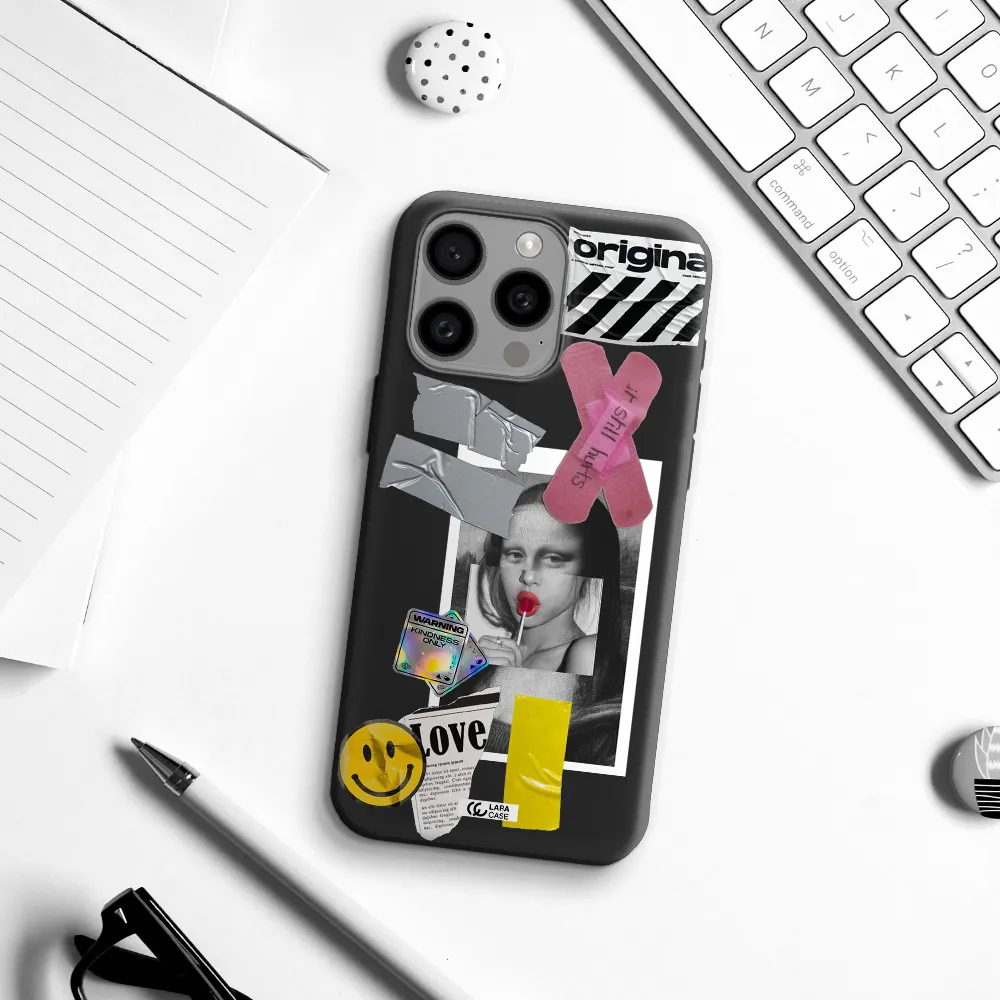 Mona Lisa Street Style Apple Iphone 15 Pro max Silicone black Case