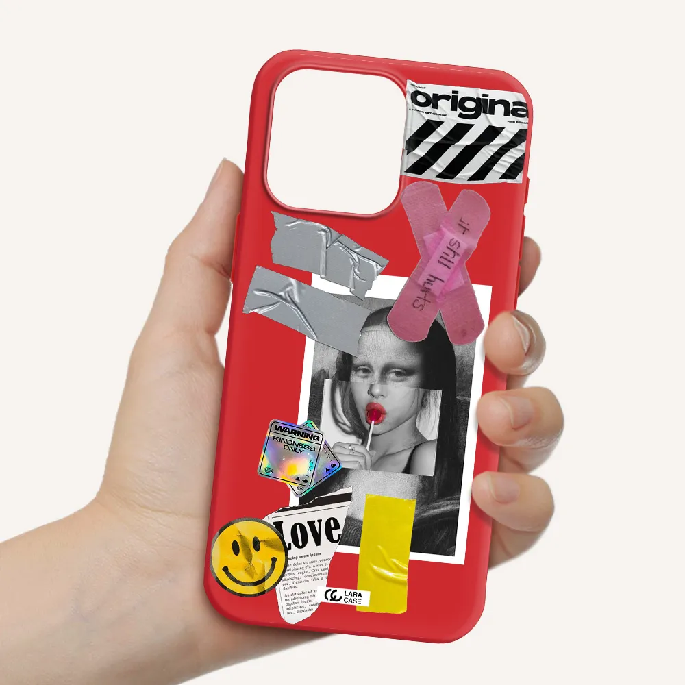 Mona Lisa Street Style Apple Iphone 15 Pro Max Silicone Imperial Red Case
