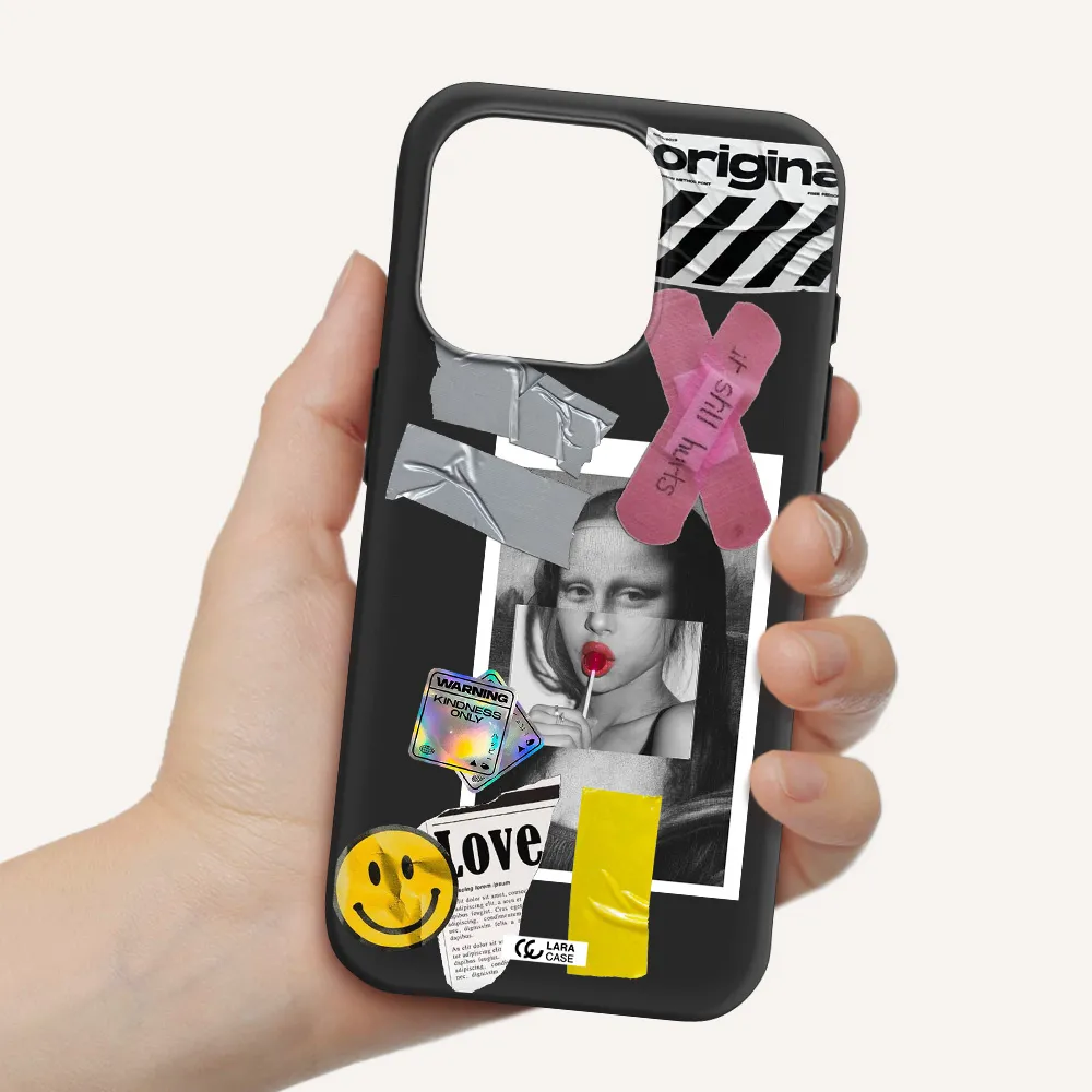 Mona Lisa Street Style Apple Iphone 15 Pro Silicone Black Case