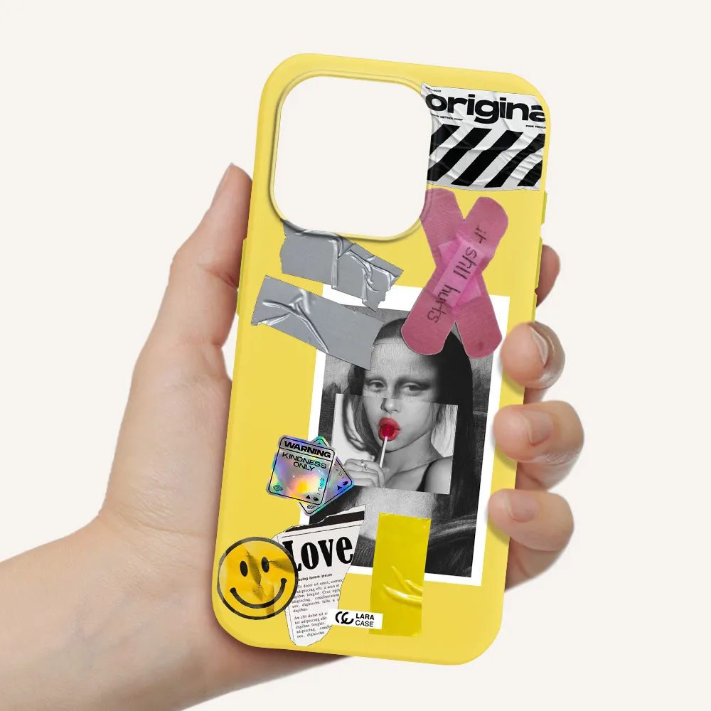 Mona Lisa Street Style Apple Iphone 15 Pro Silicone Canary Yellow Case