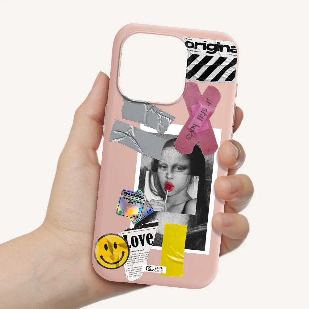 Mona Lisa Street Style Apple Iphone 15 Pro Silicone Pastel Pink Case