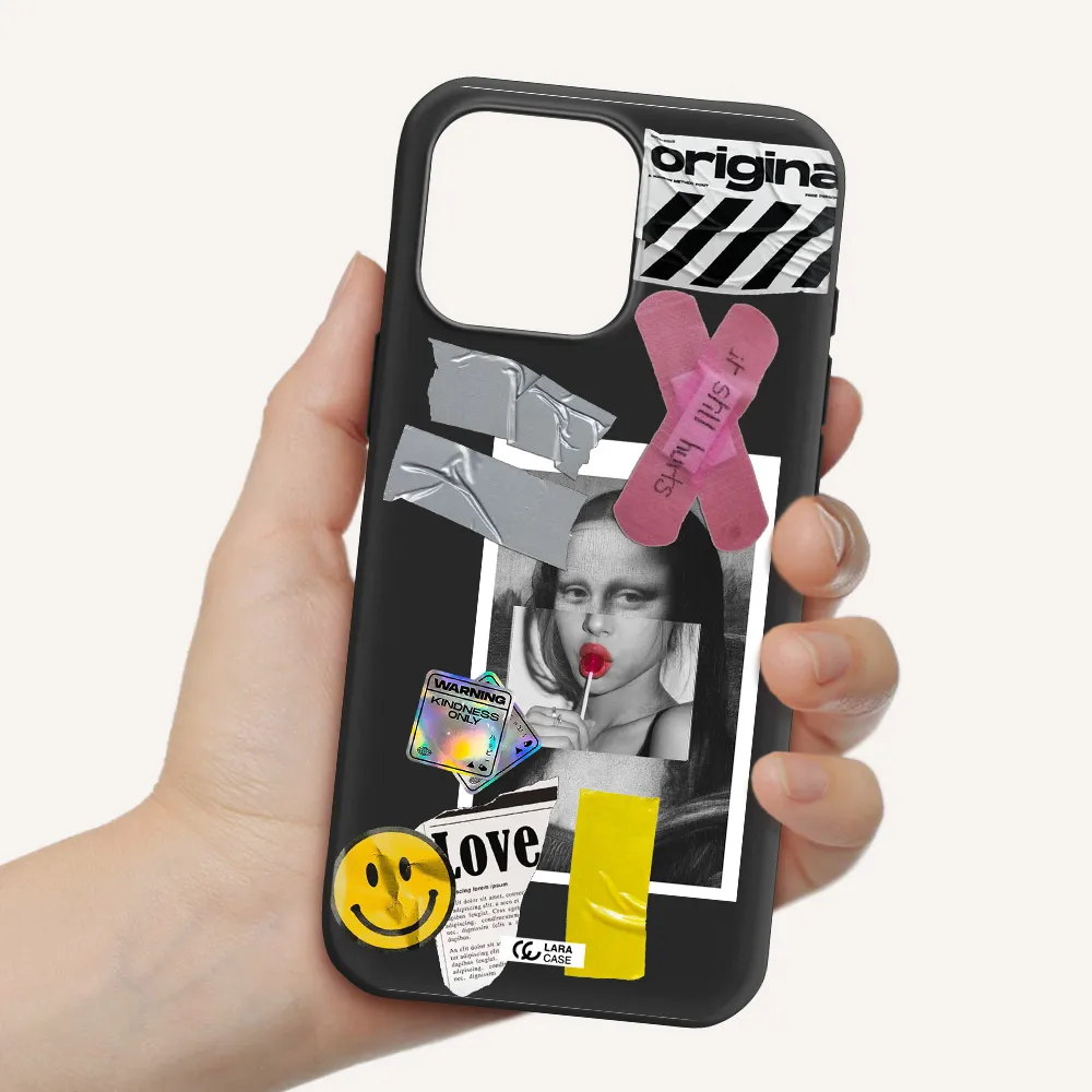 Mona Lisa Street Style Apple Iphone 16 Pro Max Silicone Black Case