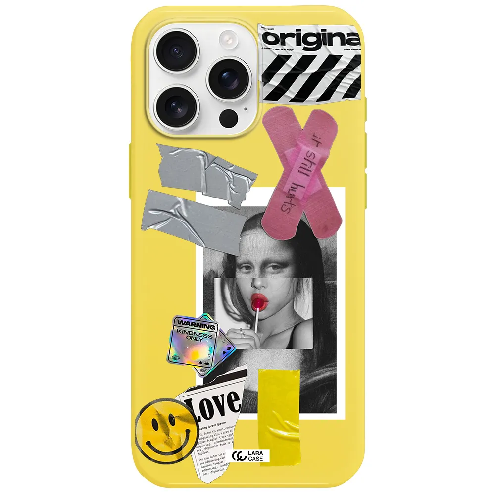 Mona Lisa Street Style Apple Iphone 16 Pro Max Silicone Canary Yellow Case