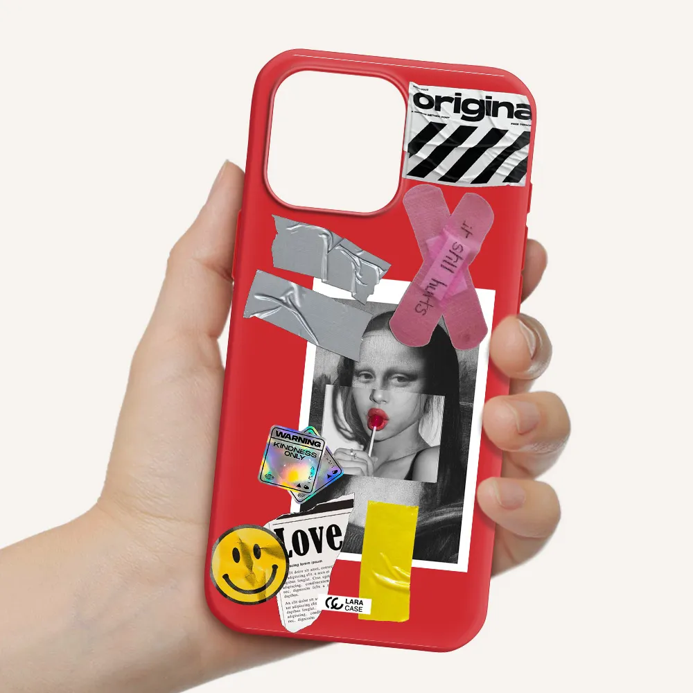 Mona Lisa Street Style Apple Iphone 16 Pro Max Silicone Imperial Red Case