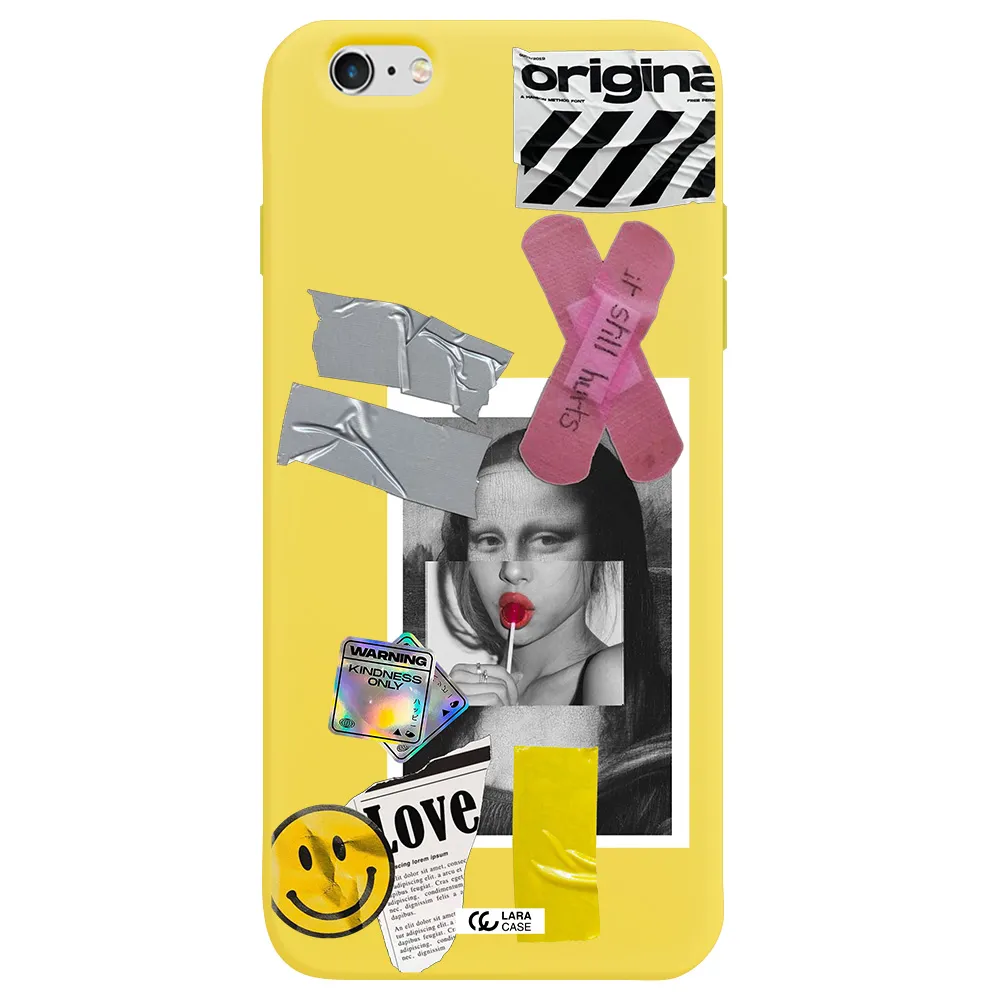 Mona Lisa Street Style Apple iPhone 6 plus Silicone canary yellow Case