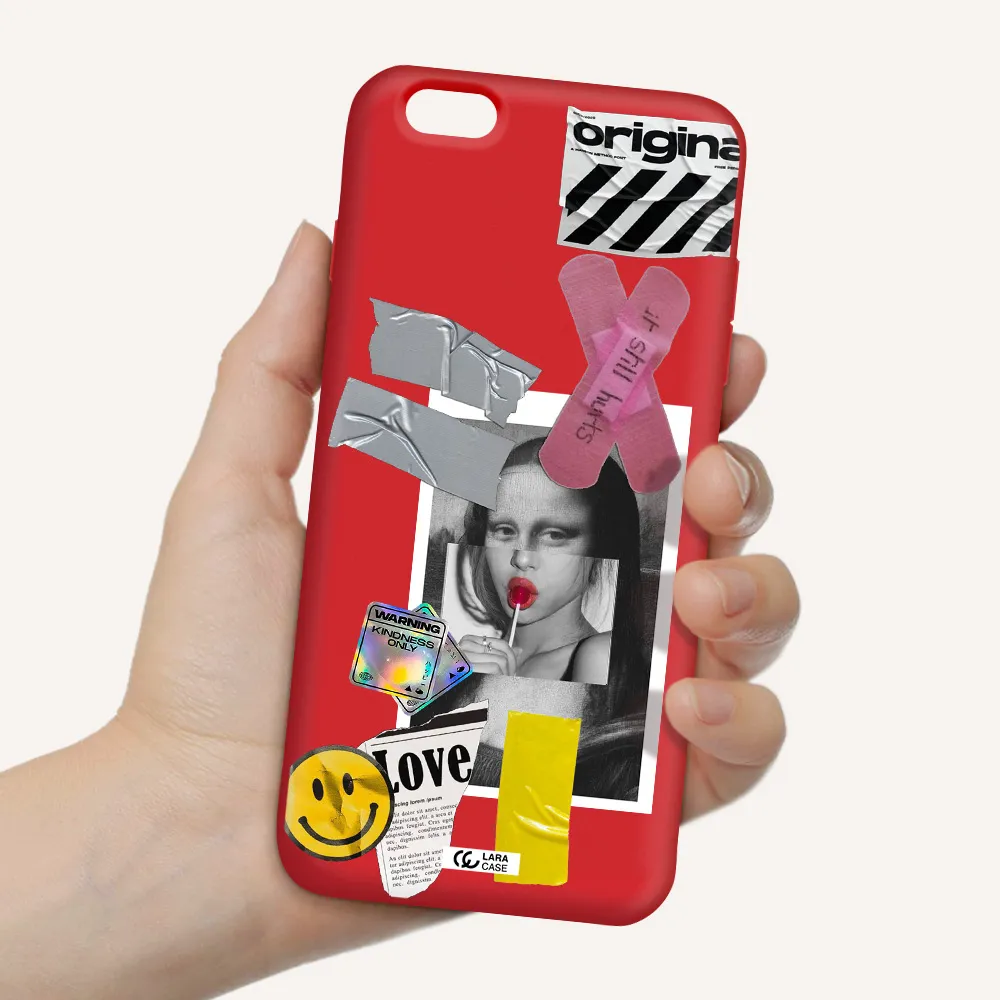 Mona Lisa Street Style Apple iPhone 6 plus Silicone Imperial Red Case
