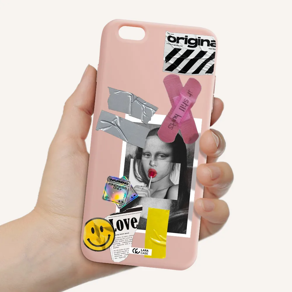 Mona Lisa Street Style Apple iPhone 6 plus Silicone pastel pink Case