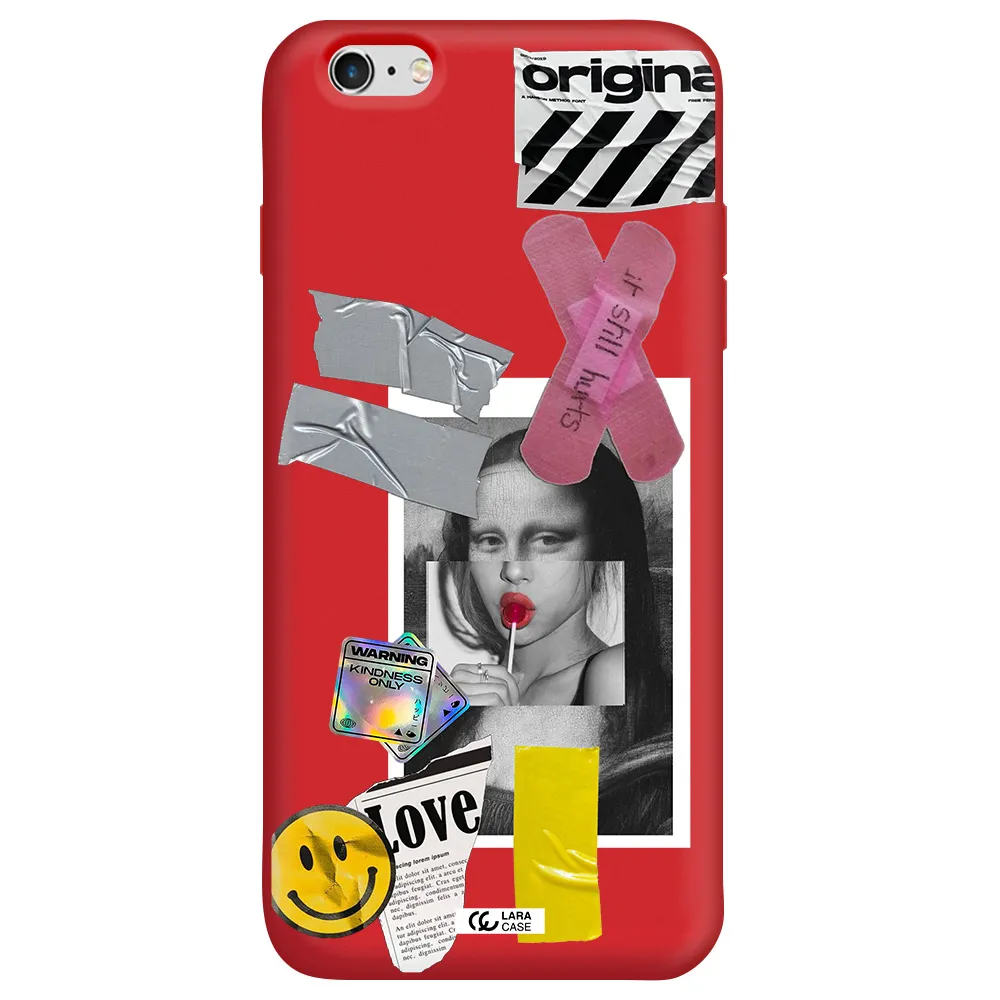 Mona Lisa Street Style Apple iPhone 6 s plus Silicone Imperial Red Case