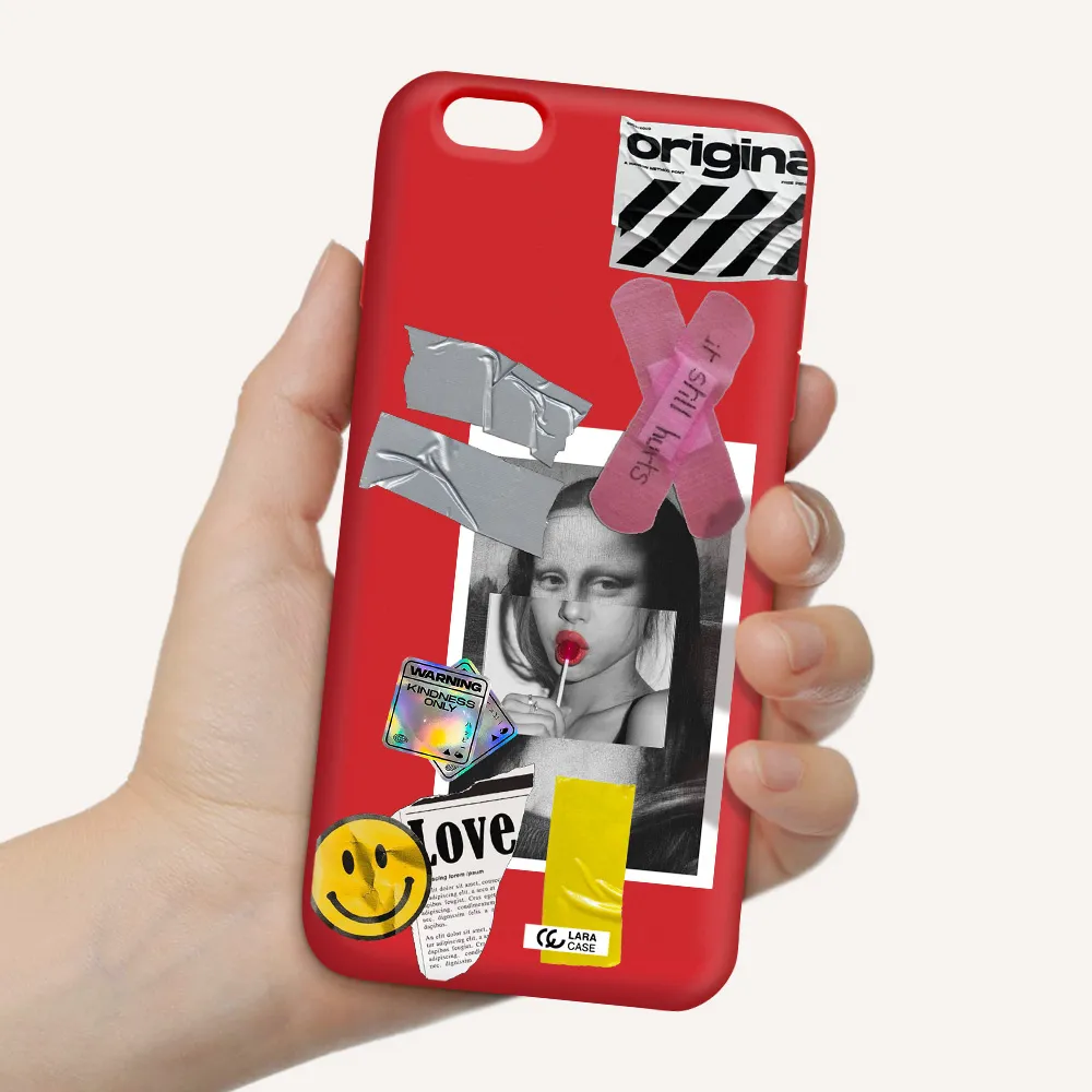 Mona Lisa Street Style Apple iPhone 6 s plus Silicone Imperial Red Case