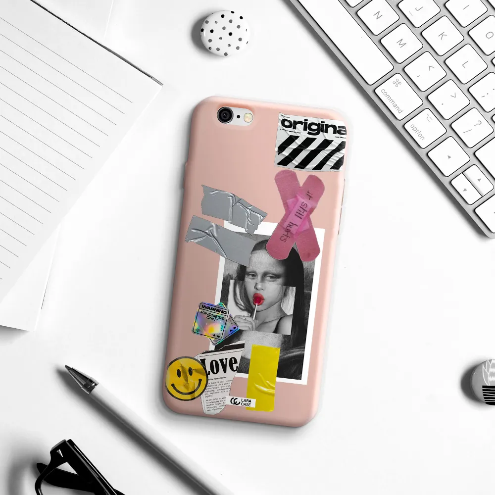 Mona Lisa Street Style Apple iPhone 6 Silicone pastel pink Case
