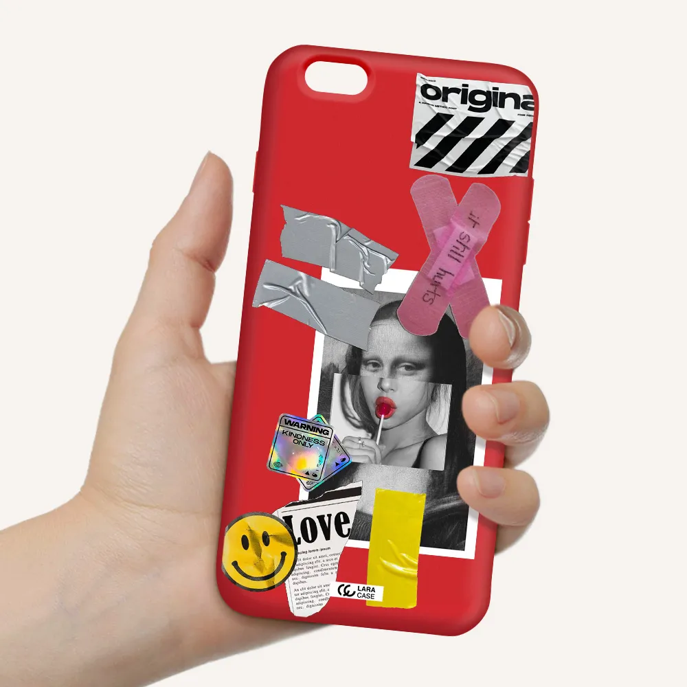 Mona Lisa Street Style Apple iPhone 6S Silicone Imperial Red Case