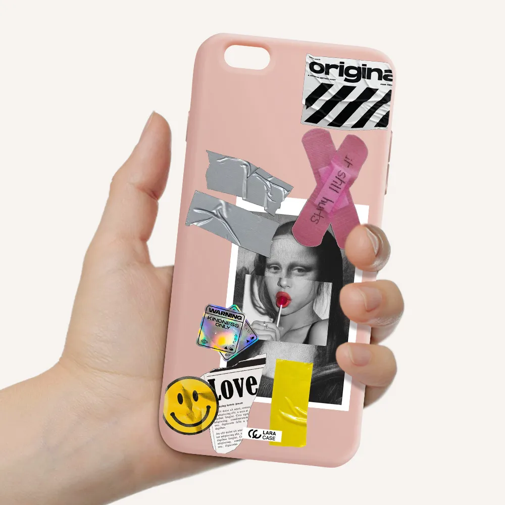 Mona Lisa Street Style Apple iPhone 6S Silicone pastel pink Case
